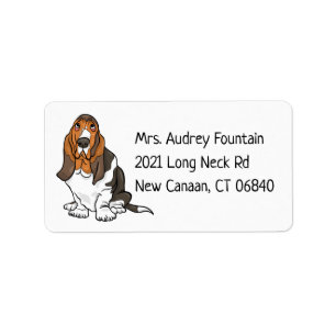 Funny Welpe Hund Cartoon Niedlich Basset Hound Adressaufkleber