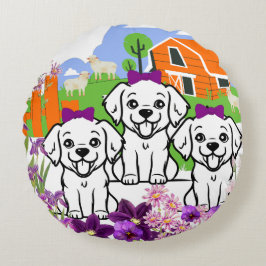 Funny Welppies Rundes Kissen