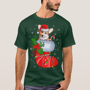 Funny Welsh Corgi Hund in Weihnachtssocken Walisis T-Shirt