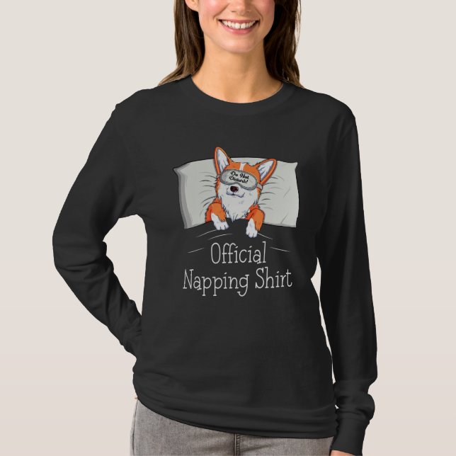 Funny Welsh Corgi Power Napper Dog Lover Napping T-Shirt (Vorderseite)