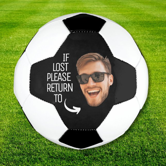 Funny, wenn verloren, zurück zu Jungs Gesicht Foto Fußball (Funny If Lost Return To Boy's Face Photo Soccer Ball
)