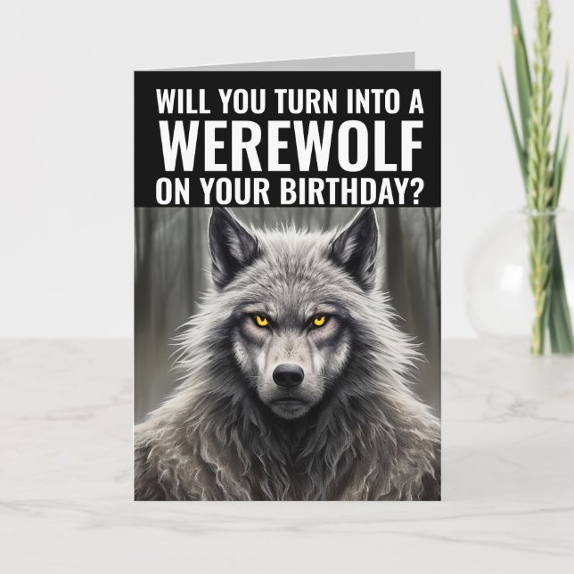 FUNNY WEREWOLF BIRTHDAY GREETING CARD KARTE (Vorderseite)