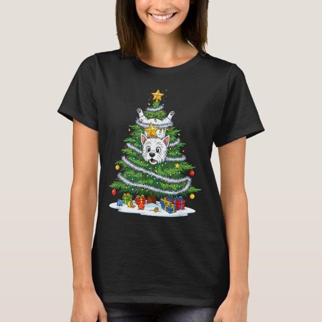 Funny West Highland White Terrier Dog Christmas Tr T-Shirt (Vorderseite)