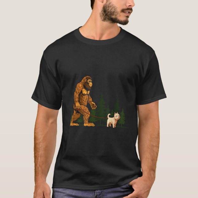 Funny West Highland White Terrier Westie Bigfoot D T-Shirt (Vorderseite)