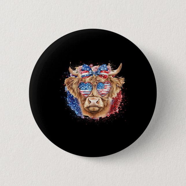 Funny Western America Kuh 4. Juli Button (Vorderseite)