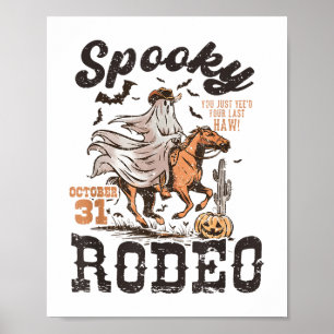 Funny Western Halloween Spooky Rodeo Cowgirl Niedl Poster