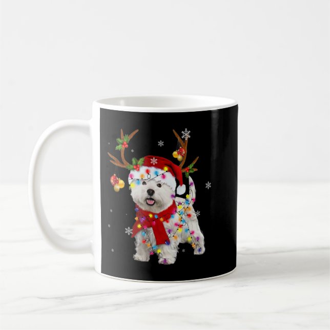 Funny Westie Christmas T-Shirt Reindeer Christmas  Kaffeetasse (Links)
