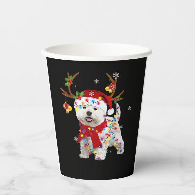 Funny Westie Christmas T-Shirt Reindeer Christmas  Pappbecher (Vorderseite)
