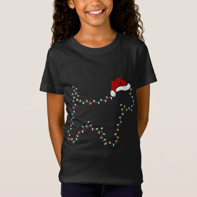 Funny Westie Dog Xmas Lighting Weihnachtsmannmütze T-Shirt (Vorderseite)