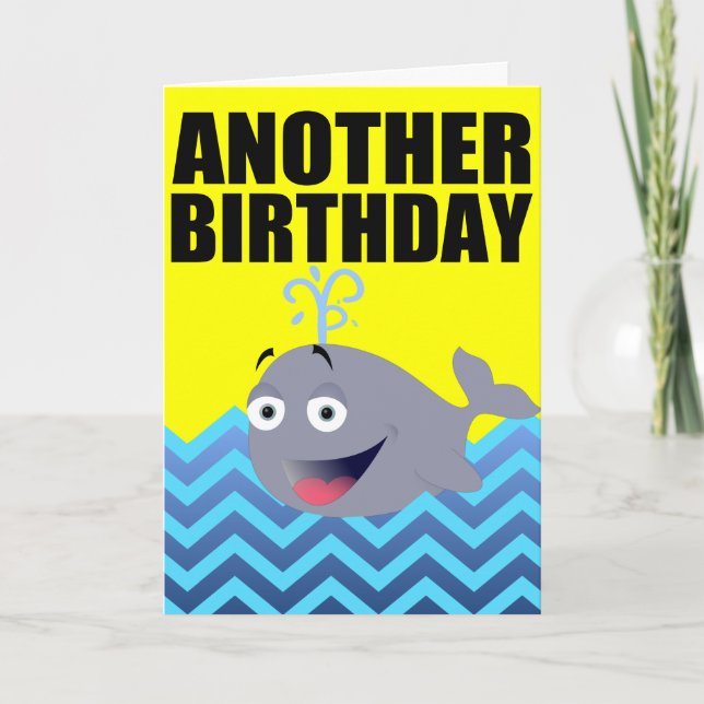 Funny Whale Birthday Cartoon Karte (Vorderseite)