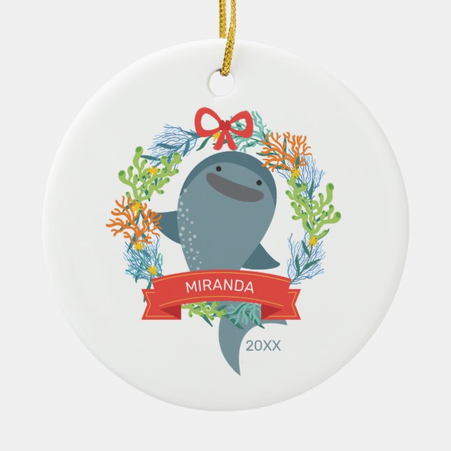 Funny Whale Shark Keramik Ornament (Vorne)