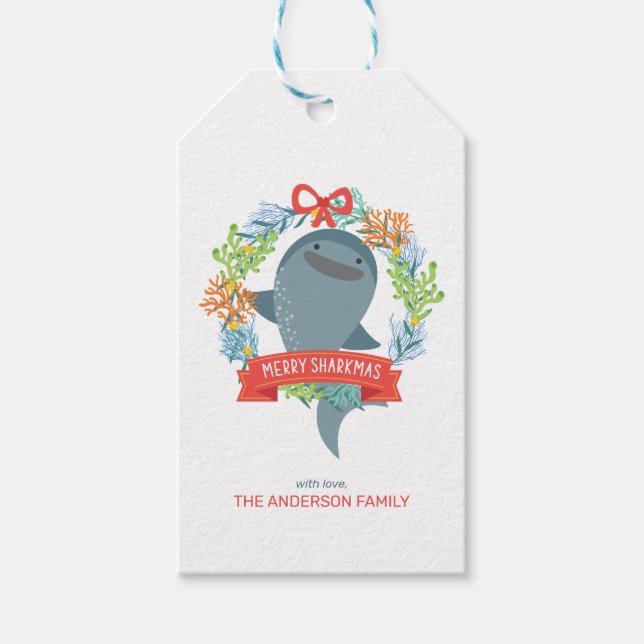 Funny Whale Shark Weihnachten Geschenkanhänger (Vorderseite)