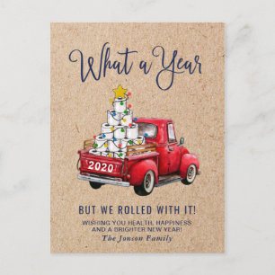Funny What a Year Christmas Red Farm Truck Postkarte