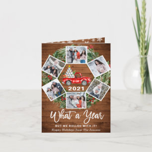 Funny What a Year Christmas Red Truck 6 FOTO Feiertagskarte