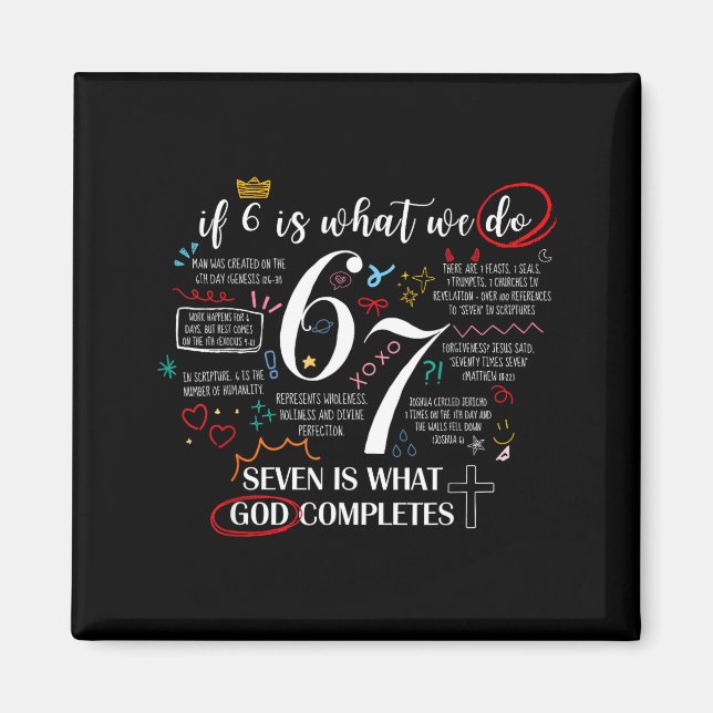 Funny What God Completes 6 7 Meme Jesus Christian  Magnet (Vorne)