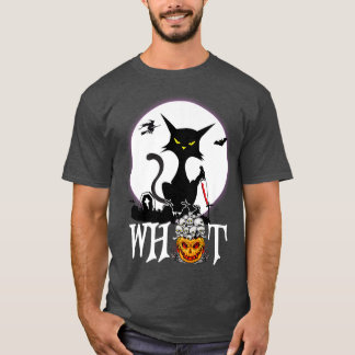Funny What Scary Cat Pumpkin Moon Night Halloween T-Shirt