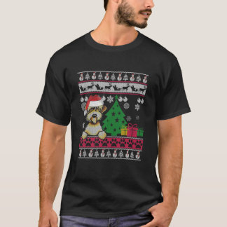 Funny Wheaten Terrier Christmas Ugly Sweater Dog L T-Shirt