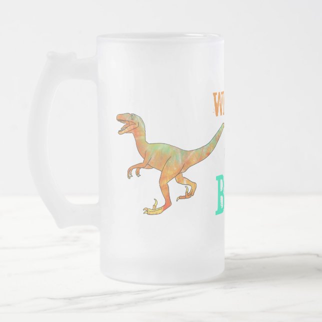 Funny Wheres the Beer Velociraptor Dinosaur Raptor Mattglas Bierglas (Links)