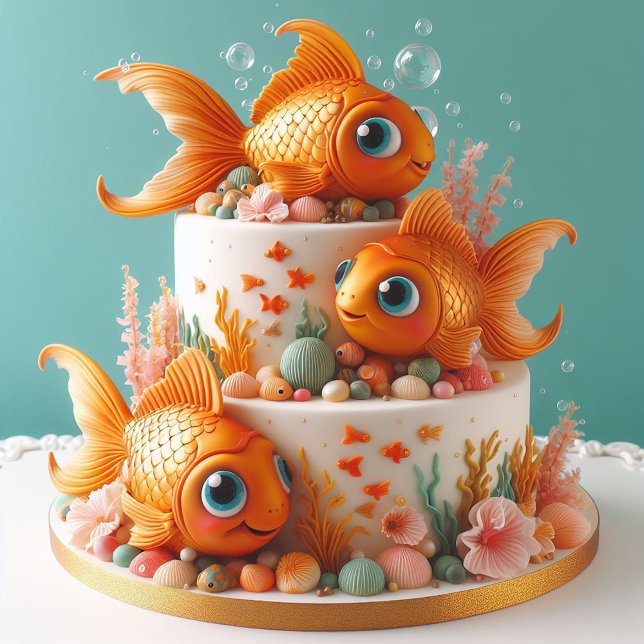 FUNNY WHIMSICAL GROSSE MIT AUGEN GOLDFISH GEBURTST KARTE (Von Creator hochgeladen)
