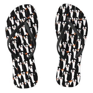 Funny Whimsical Piles of Pinguins Flip Flops