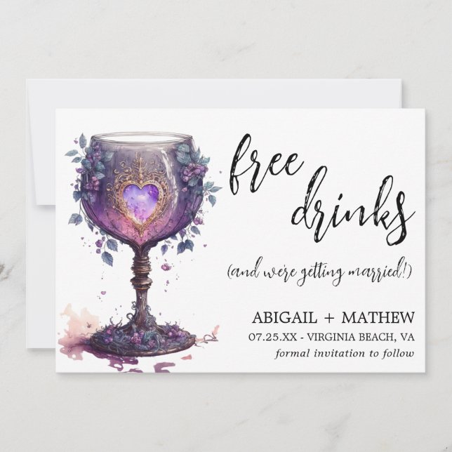 Funny Whimsical Romantic Goblet Foto Hochzeit Save The Date (Vorderseite)