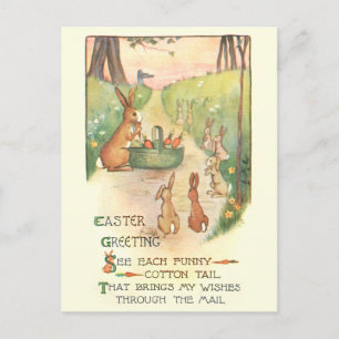 Funny Whimsical Vintag Oaster Bunnies und Rhyme Postkarte