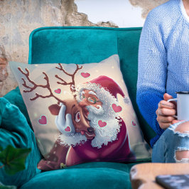 Funny Whimsical Weihnachten und Rentierfest Kissen