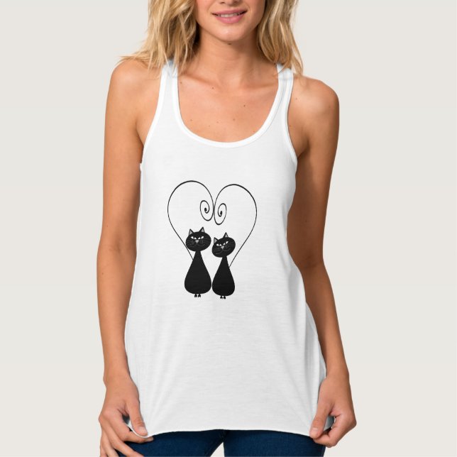 Funny whimsisical cool trendy Katzenpaar Tank Top (Vorderseite)
