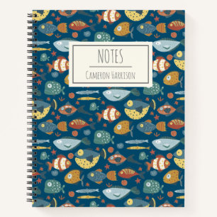 Funny Whimsisiean Sea Fish Personalisiert Notizbuch