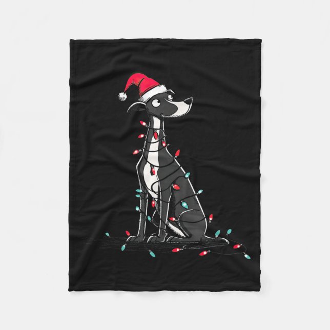 Funny Whippet Christmas Graphics Dog Lights Lover  Fleecedecke (Vorderseite)