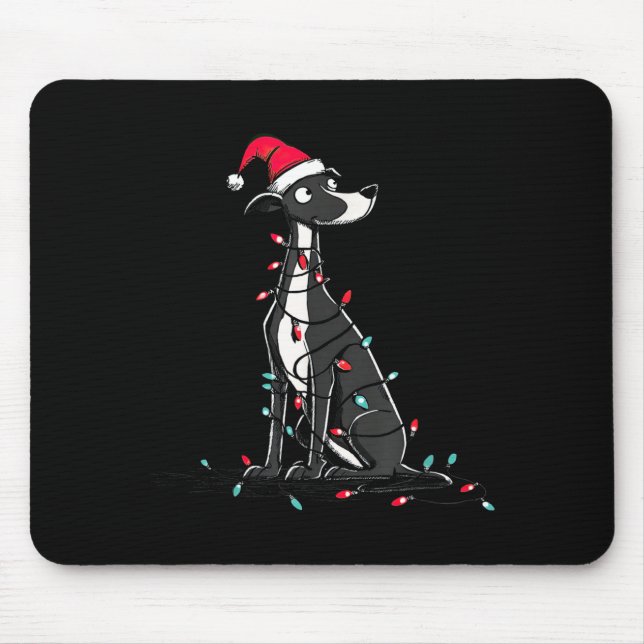 Funny Whippet Christmas Graphics Dog Lights Lover  Mousepad (Vorne)