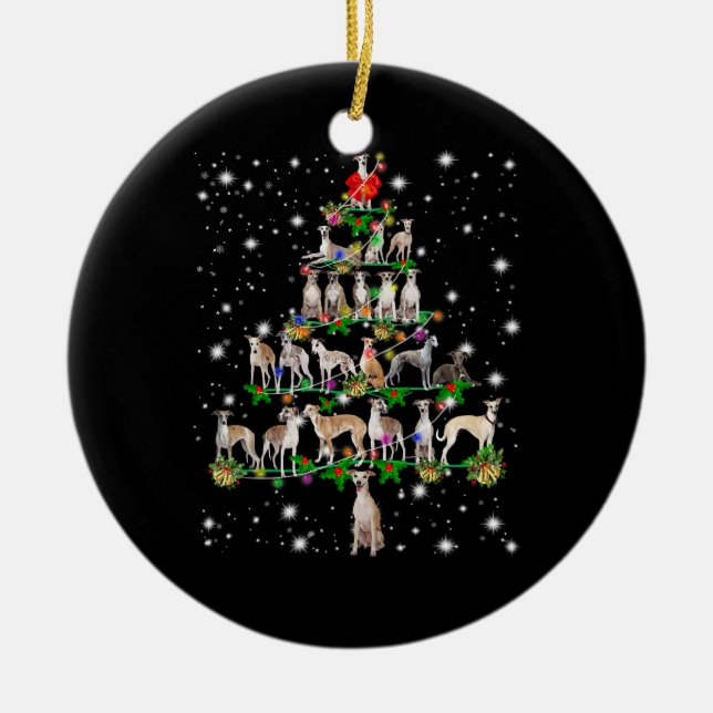 Funny Whippet Weihnachtsbaum Keramik Ornament (Vorne)