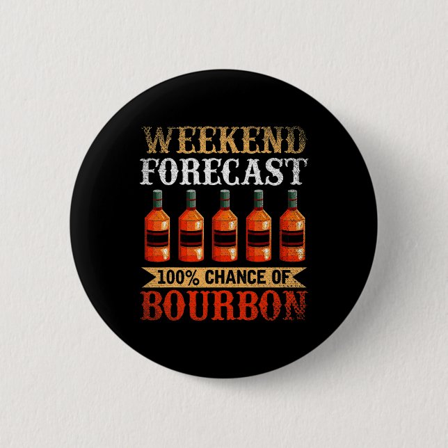 Funny Whiskey Betrunken Weekend Prognose 100% Chan Button (Vorderseite)