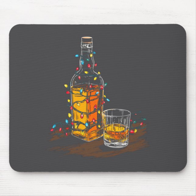 Funny Whiskey Christmas Graphics Lights Lover Long Mousepad (Vorne)