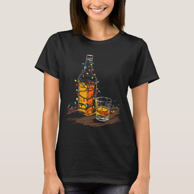 Funny Whiskey Christmas Graphics Lights Lover Long T-Shirt (Vorderseite)