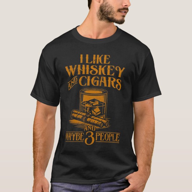 Funny Whiskey Cigars Monkey T-Shirt (Vorderseite)