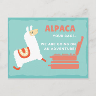 Funny White Alpaca Reise Postkarte