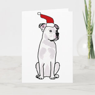 Funny White American Bulldog Christmas Design Feiertagskarte