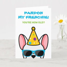 Funny White Bulldog Frenchie Birthday Card Karte
