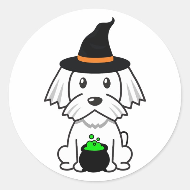 Funny White Dog ist eine Hexe Runder Aufkleber (Vorderseite)
