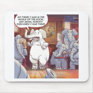 Funny White Elephant im Raum Mousepad