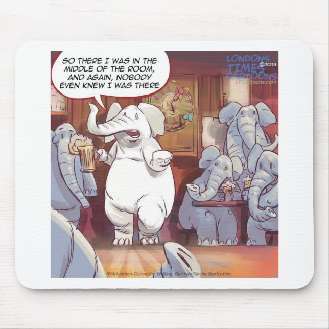 Funny White Elephant im Raum Mousepad (Vorne)