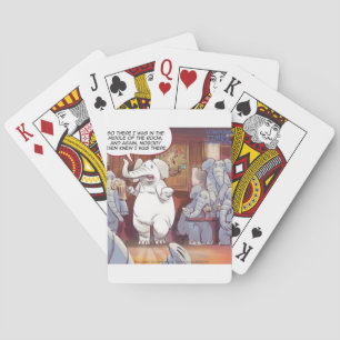 Funny White Elephant im Raum Spielkarten