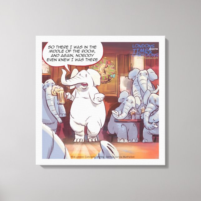 Funny White Elephant in Room Canvas drucken Leinwanddruck (Vorderseite)
