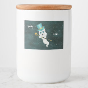 Funny White Ghost Hazy Sky Top Hat Skull Cane Lebensmitteletikett