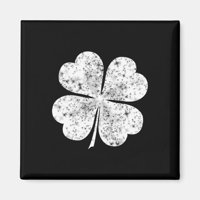 Funny White Kleeblatt 4 Blatt Clover St Patricks D Magnet (Vorne)