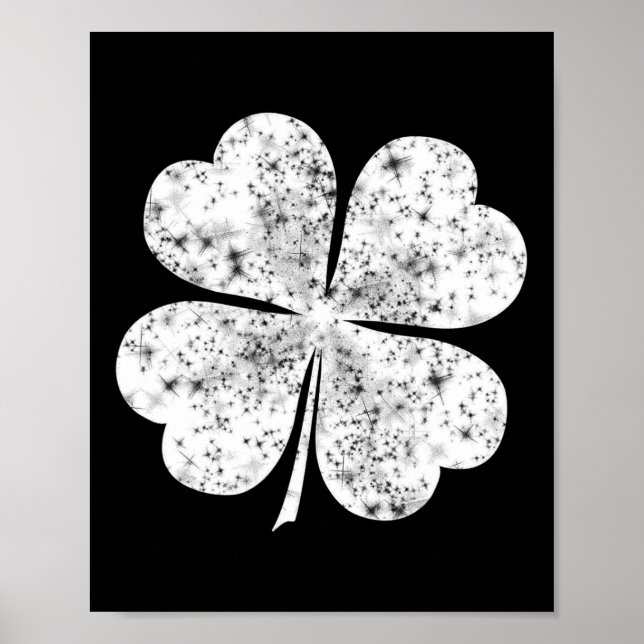 Funny White Kleeblatt 4 Blatt Clover St Patricks D Poster (Vorne)
