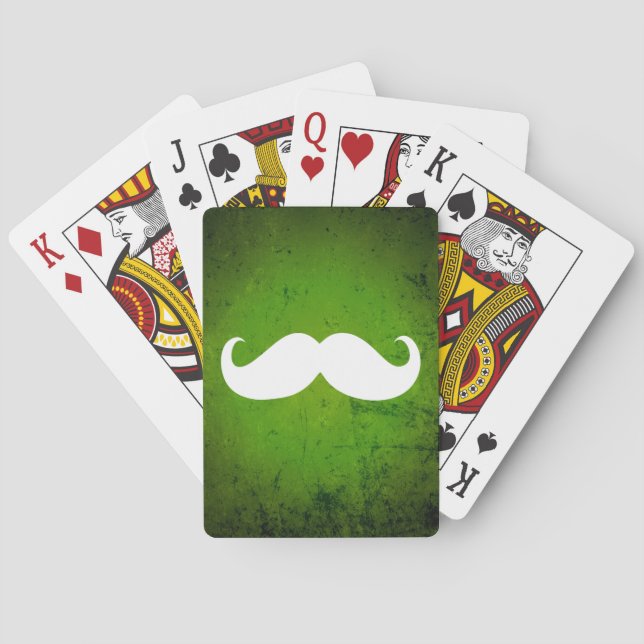 Funny White Mustache 3 Spielkarten (Rückseite)