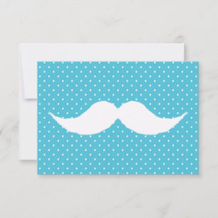 Funny White Mustache auf Blue Polka Dots Muster