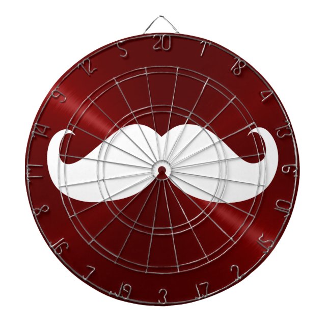 Funny White Mustache auf Metal Red Background Dartscheibe (vorne)